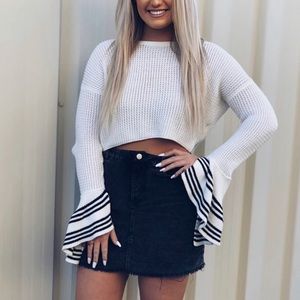 white cropped sweater